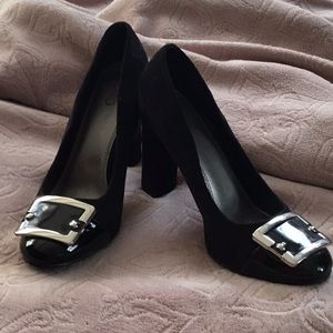 Black Faux Suede Heels